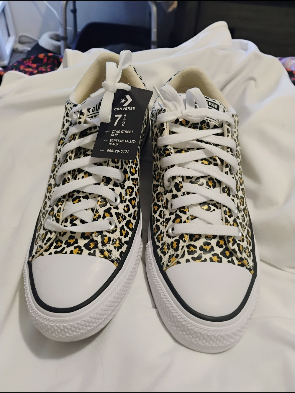 Converse Low Top Sneakers - Leopard Print Black White Yellow